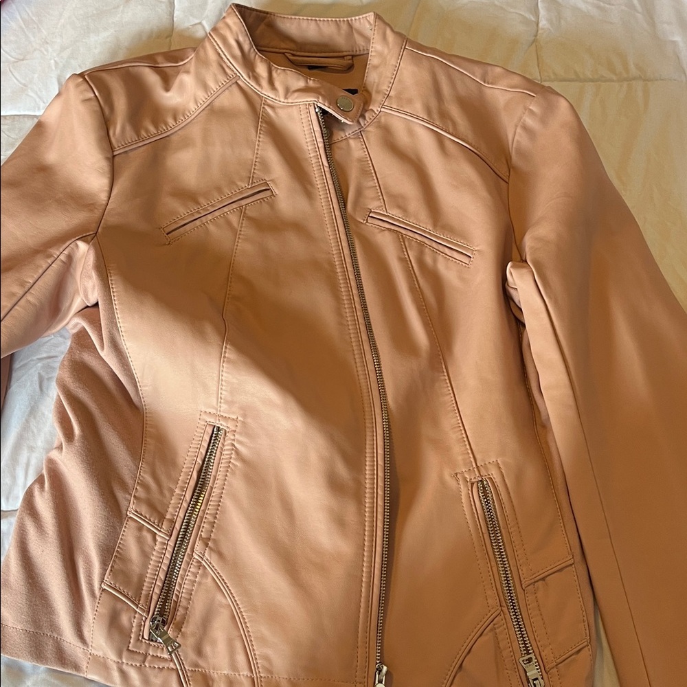 Guess light Pink Leather Jacket for Women